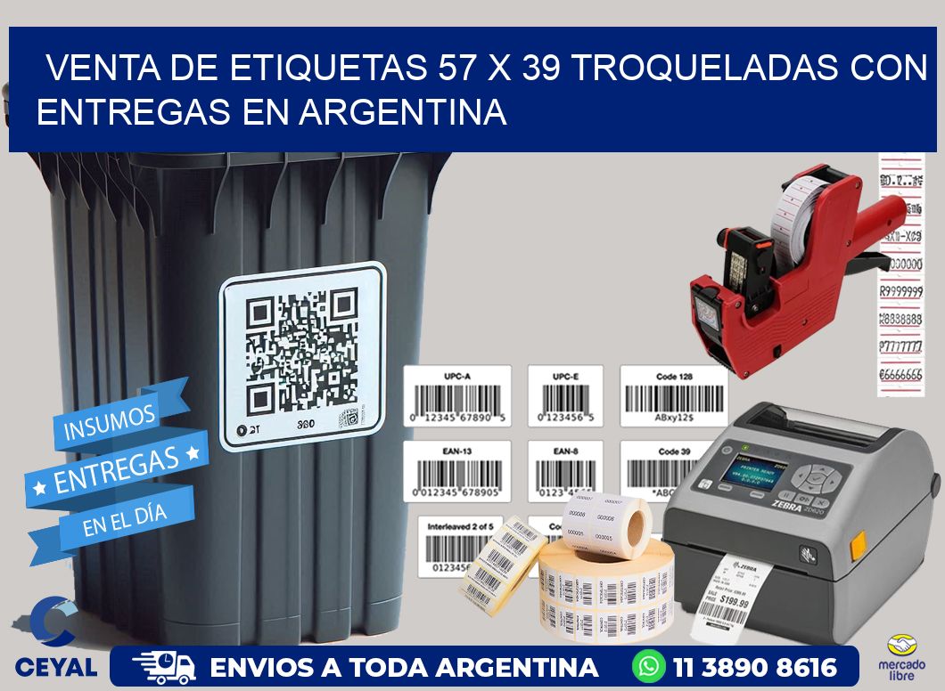 Venta de etiquetas 57 x 39 troqueladas con entregas en Argentina