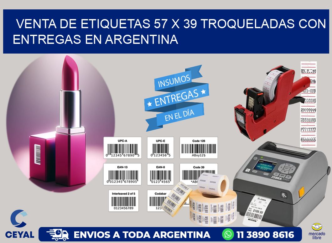 Venta de etiquetas 57 x 39 troqueladas con entregas en Argentina