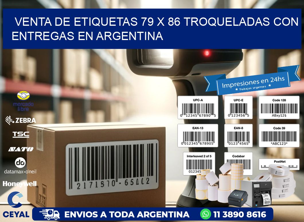 Venta de etiquetas 79 x 86 troqueladas con entregas en Argentina