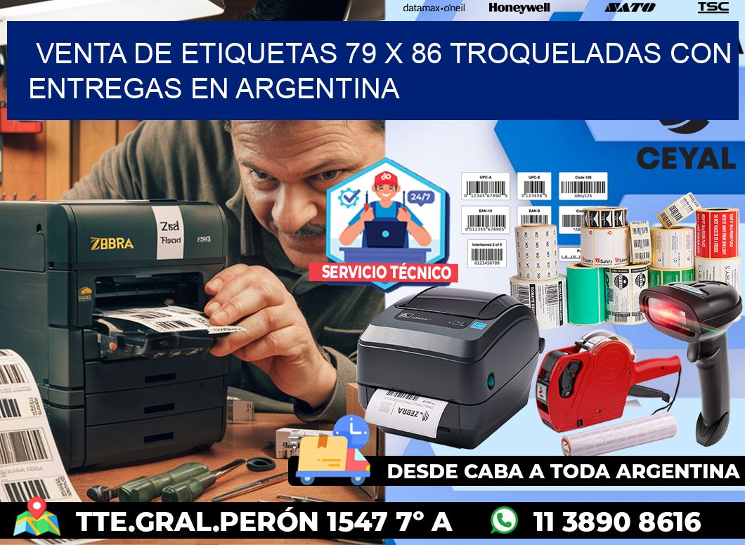 Venta de etiquetas 79 x 86 troqueladas con entregas en Argentina
