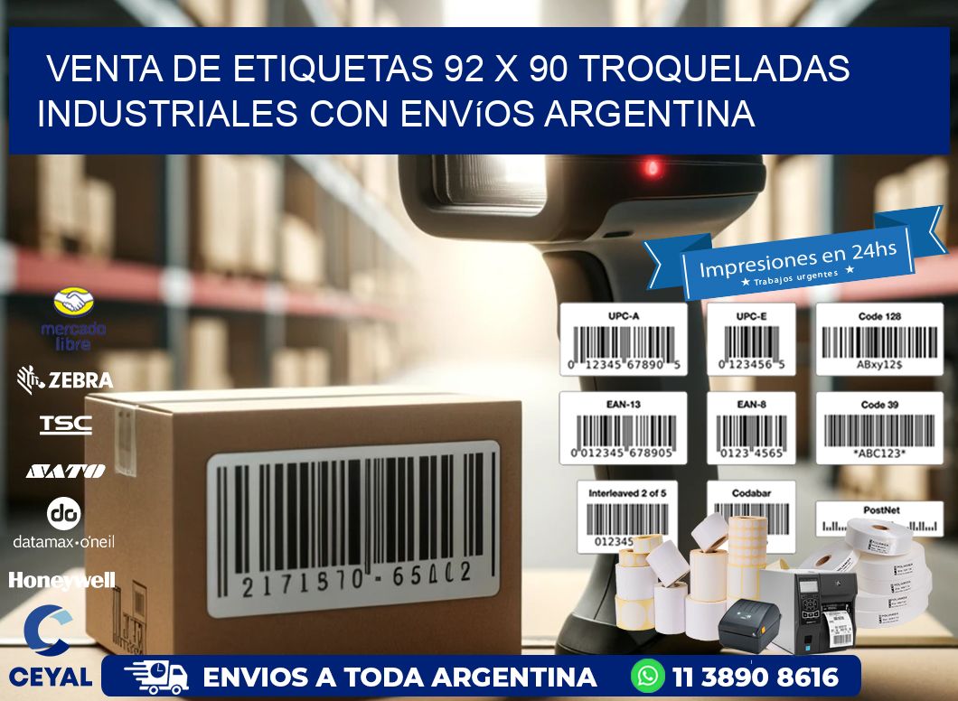 Venta de etiquetas 92 x 90 troqueladas industriales con envíos Argentina