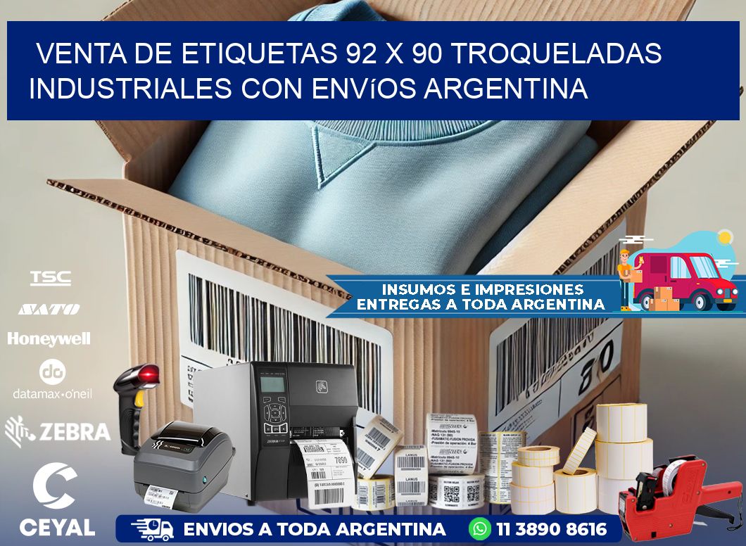 Venta de etiquetas 92 x 90 troqueladas industriales con envíos Argentina