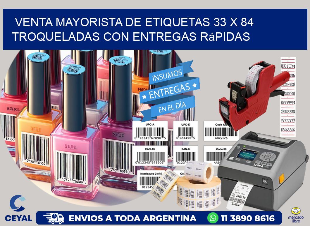 Venta mayorista de etiquetas 33 x 84 troqueladas con entregas rápidas