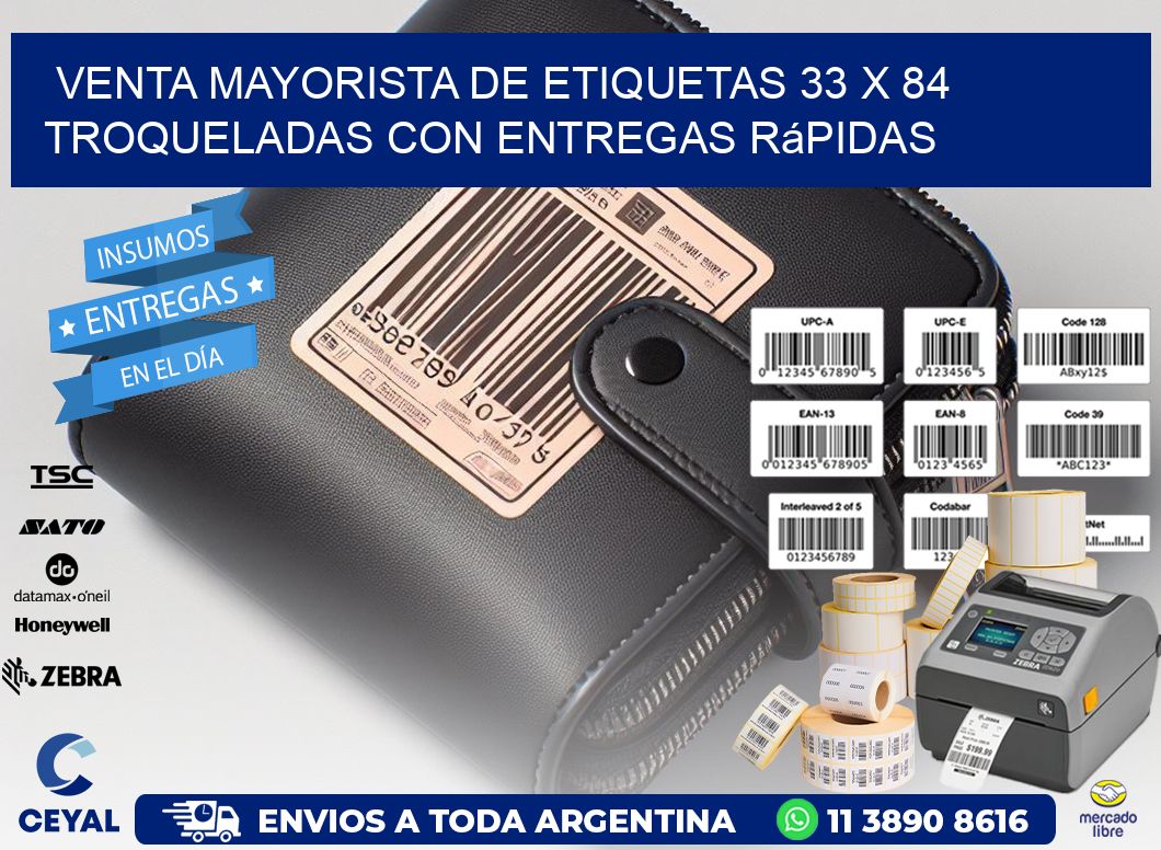 Venta mayorista de etiquetas 33 x 84 troqueladas con entregas rápidas