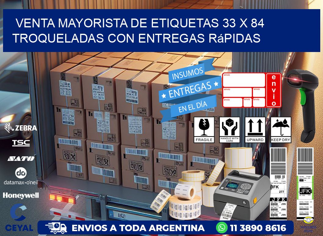Venta mayorista de etiquetas 33 x 84 troqueladas con entregas rápidas