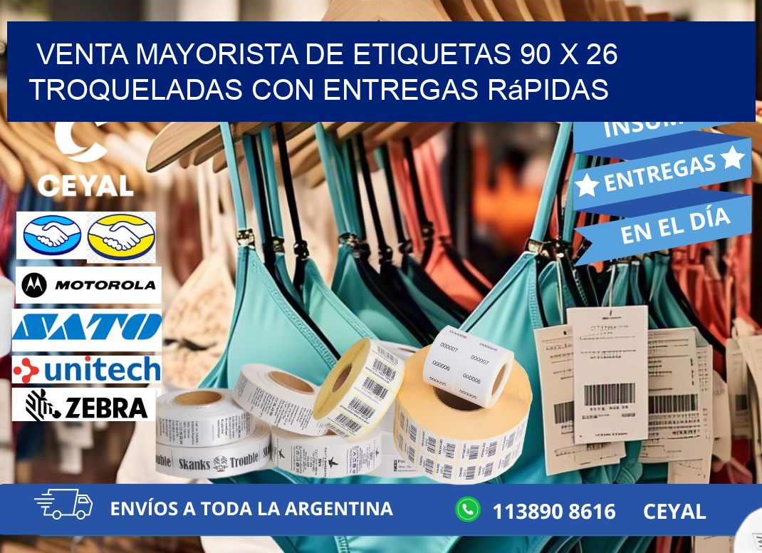 Venta mayorista de etiquetas 90 x 26 troqueladas con entregas rápidas