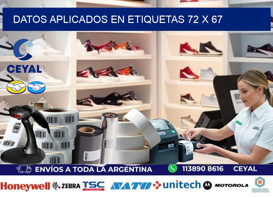 datos aplicados en etiquetas 72 x 67