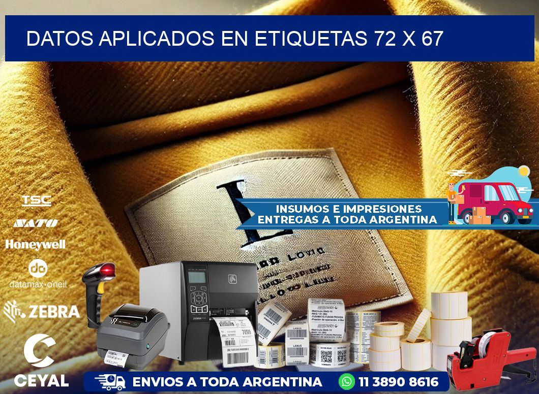 datos aplicados en etiquetas 72 x 67