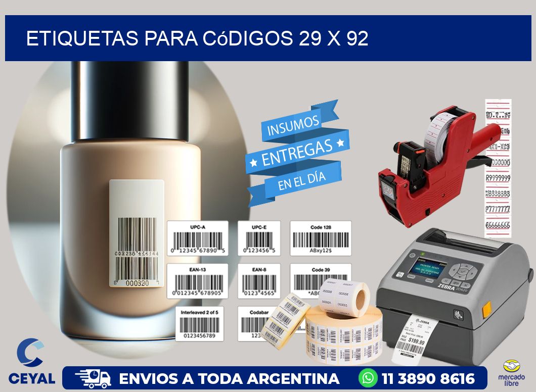 etiquetas para códigos 29 x 92