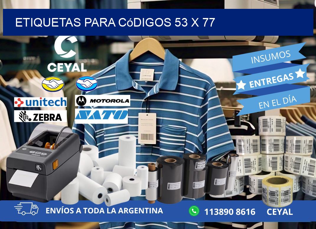 etiquetas para códigos 53 x 77