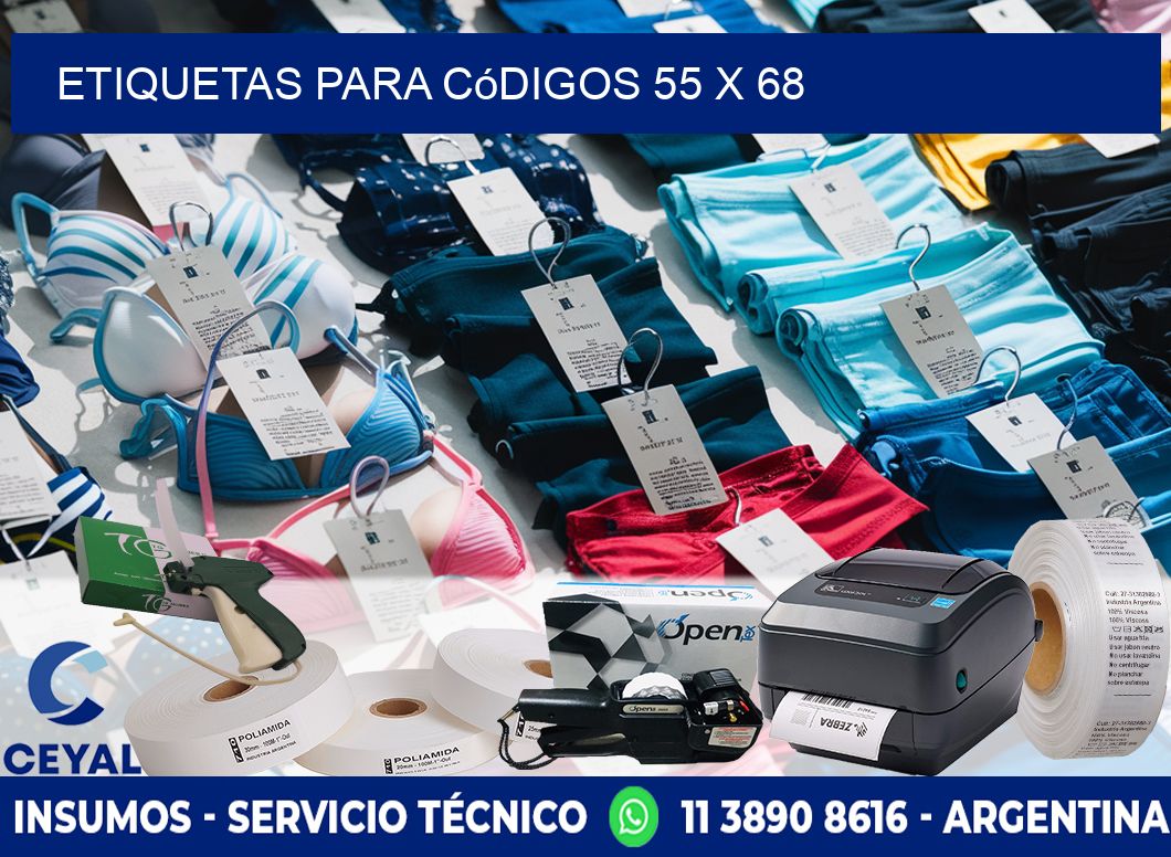 etiquetas para códigos 55 x 68