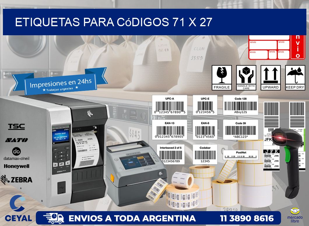 etiquetas para códigos 71 x 27
