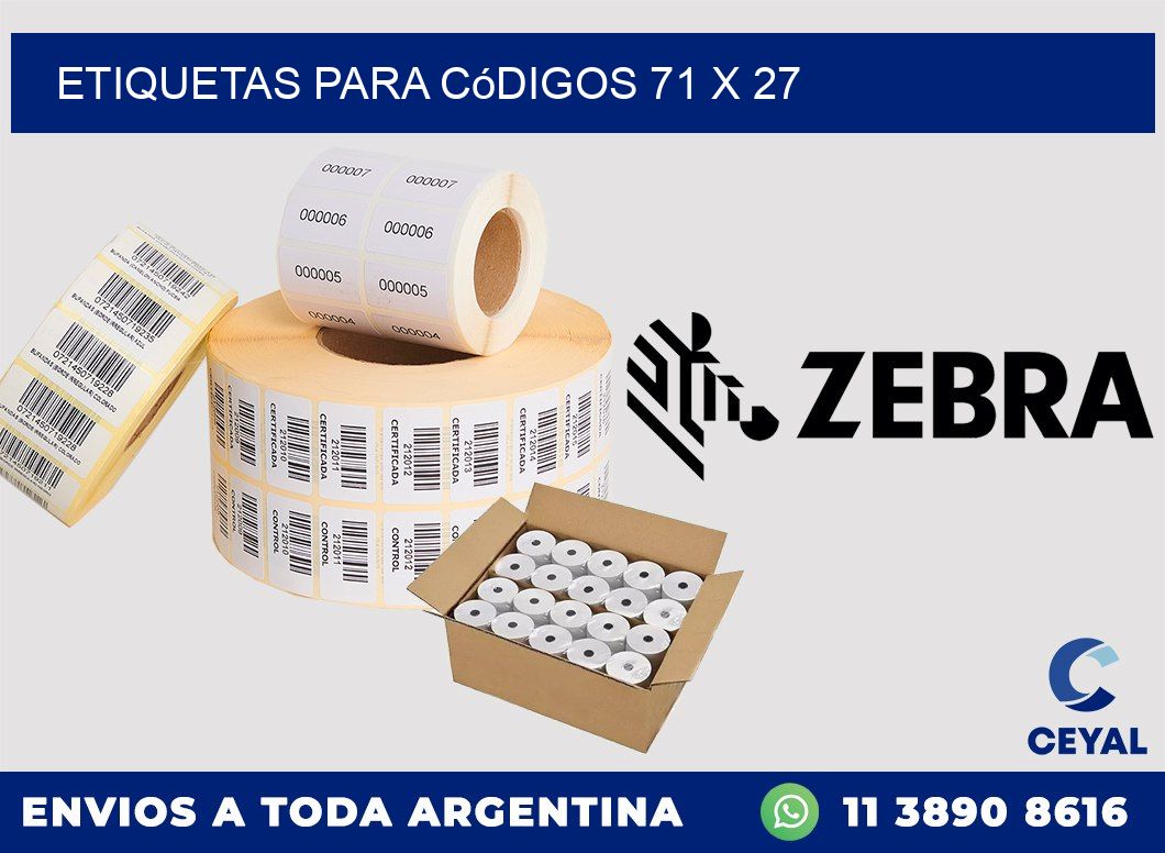 etiquetas para códigos 71 x 27