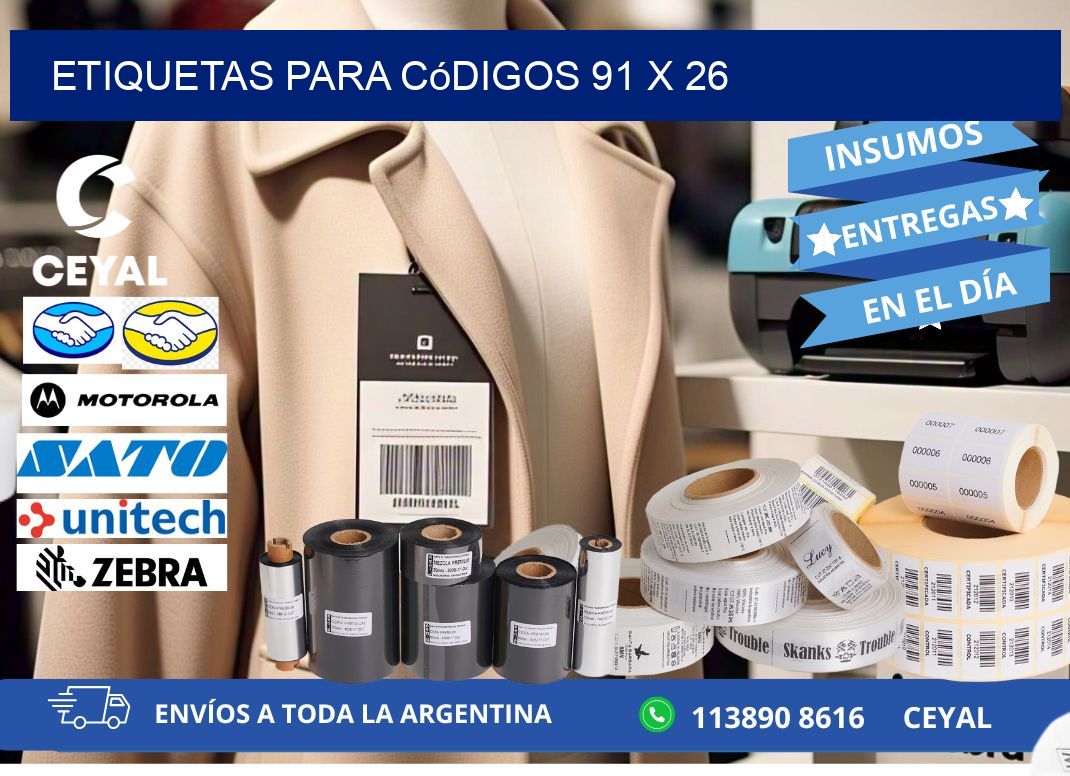 etiquetas para códigos 91 x 26