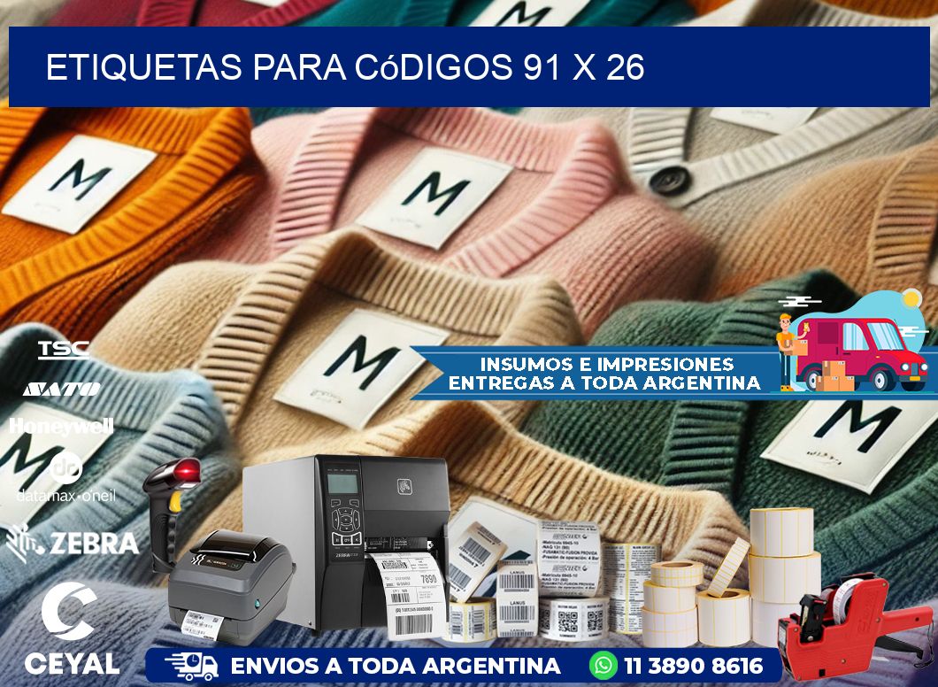 etiquetas para códigos 91 x 26