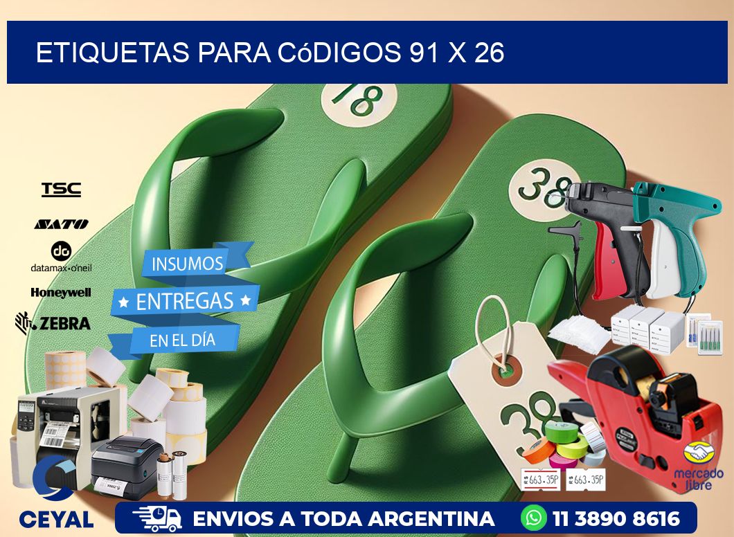 etiquetas para códigos 91 x 26