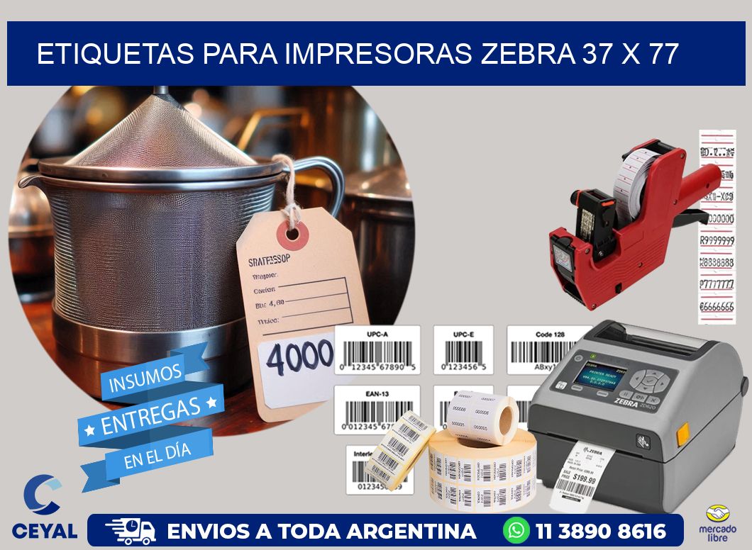 etiquetas para impresoras zebra 37 x 77