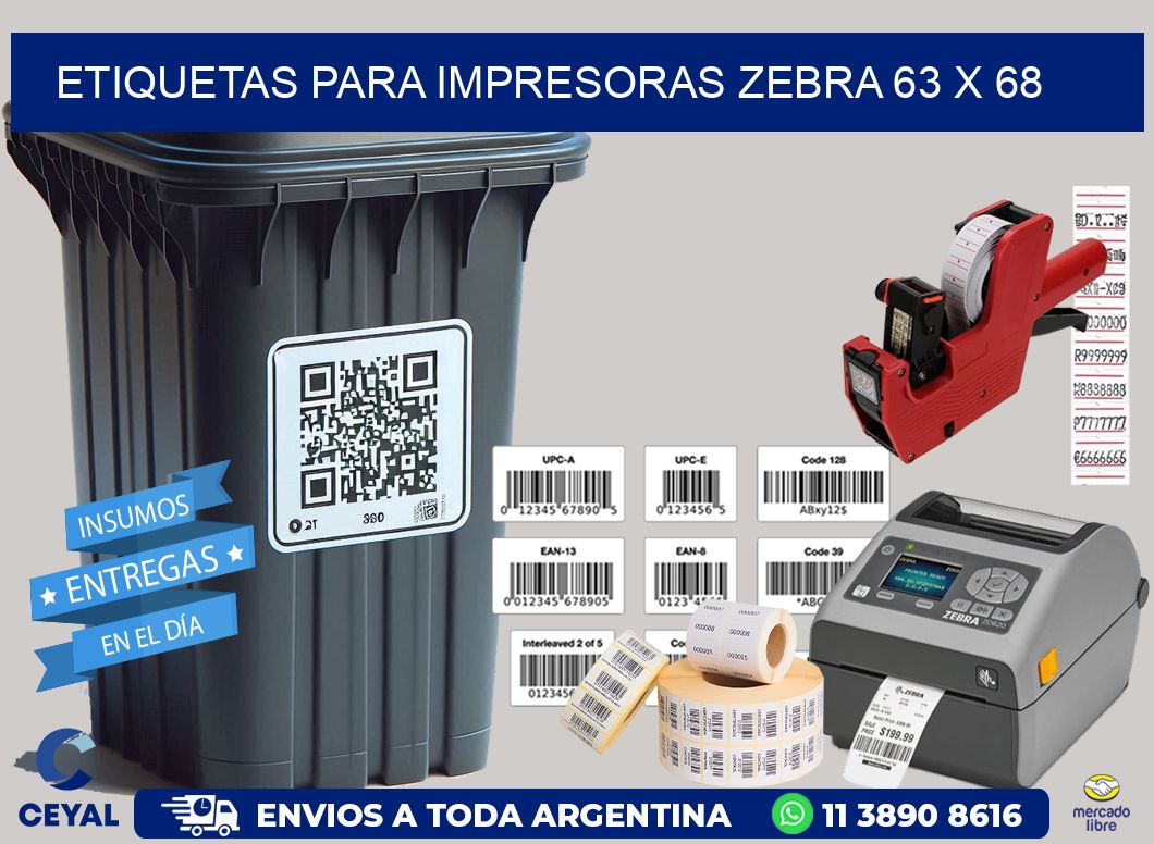 etiquetas para impresoras zebra 63 x 68