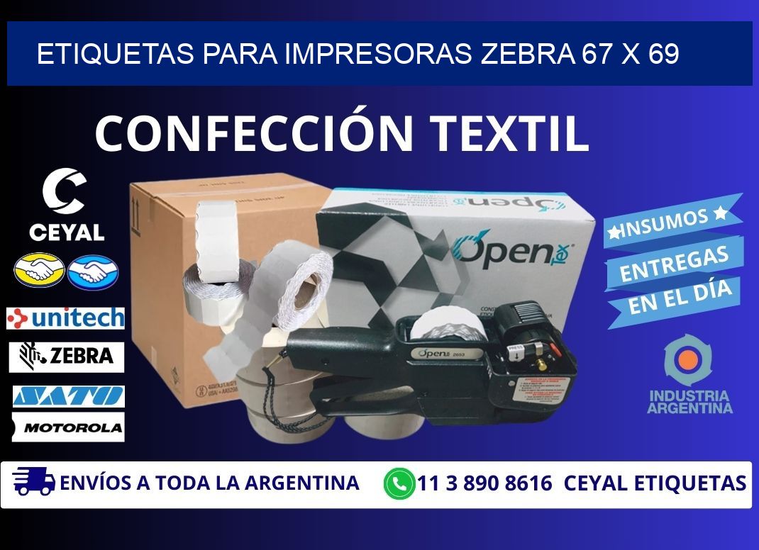 etiquetas para impresoras zebra 67 x 69