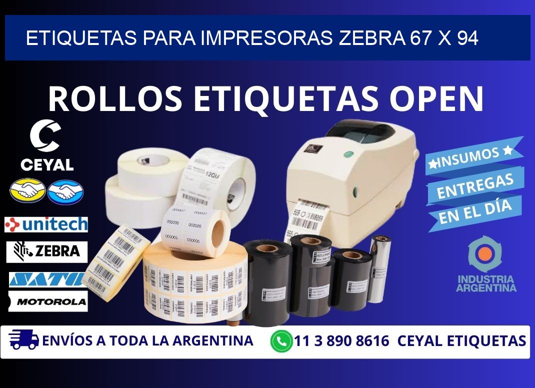 etiquetas para impresoras zebra 67 x 94