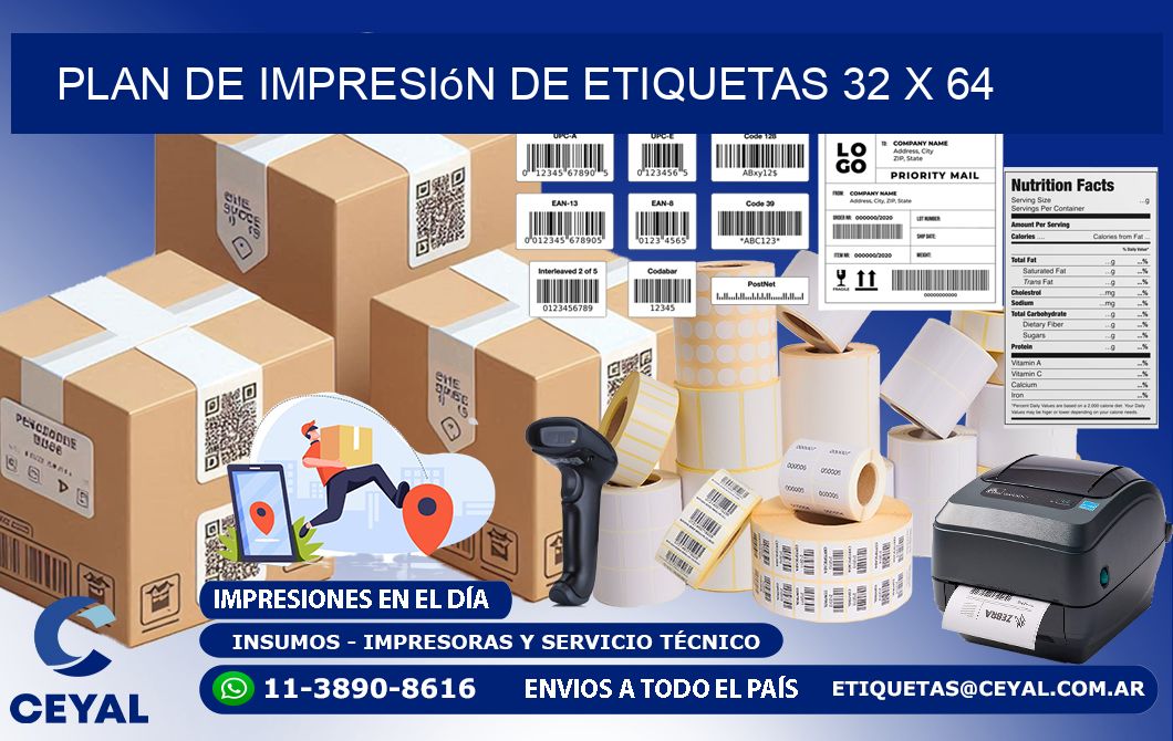 plan de impresión de etiquetas 32 x 64