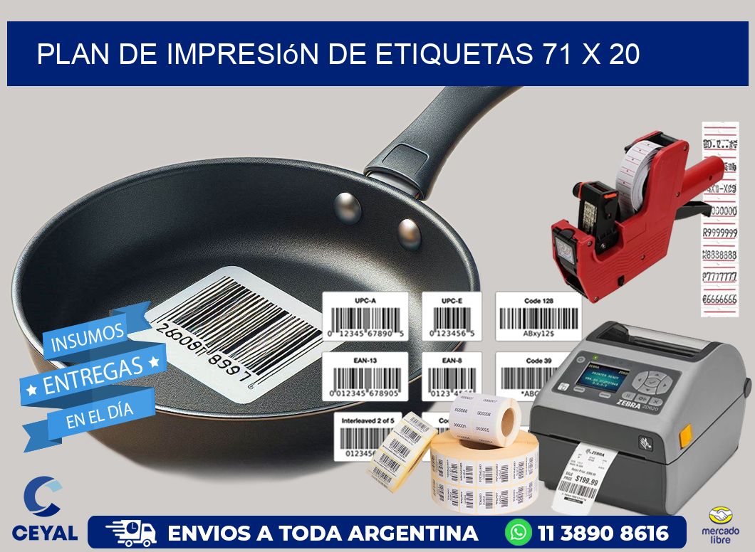 plan de impresión de etiquetas 71 x 20