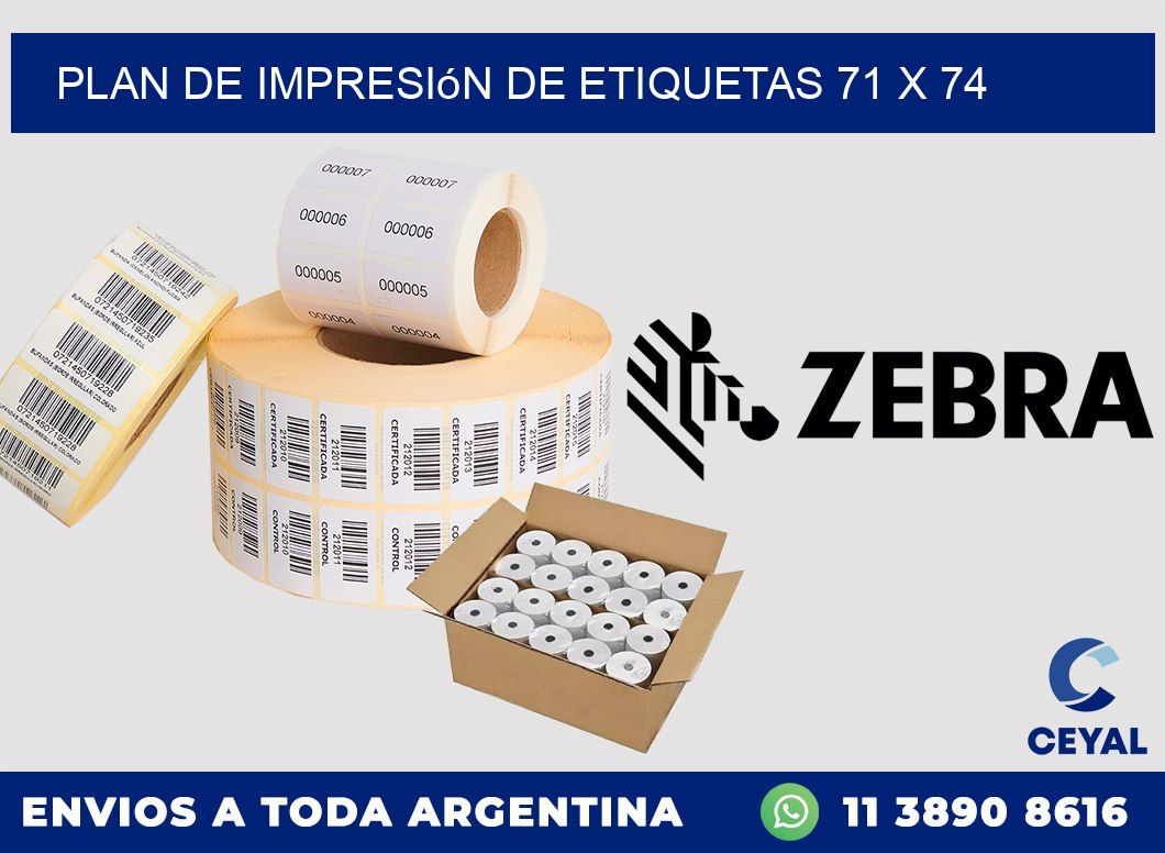 plan de impresión de etiquetas 71 x 74