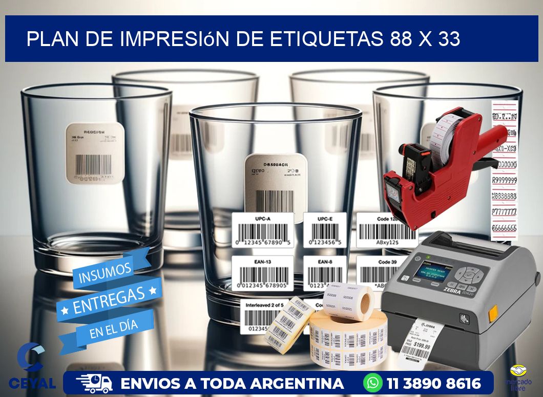 plan de impresión de etiquetas 88 x 33