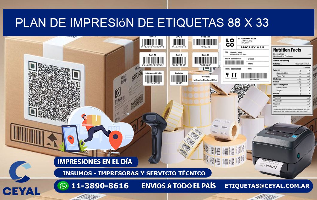 plan de impresión de etiquetas 88 x 33