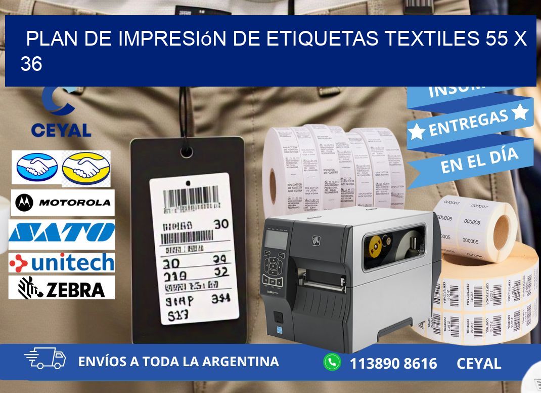 plan de impresión de etiquetas textiles 55 x 36