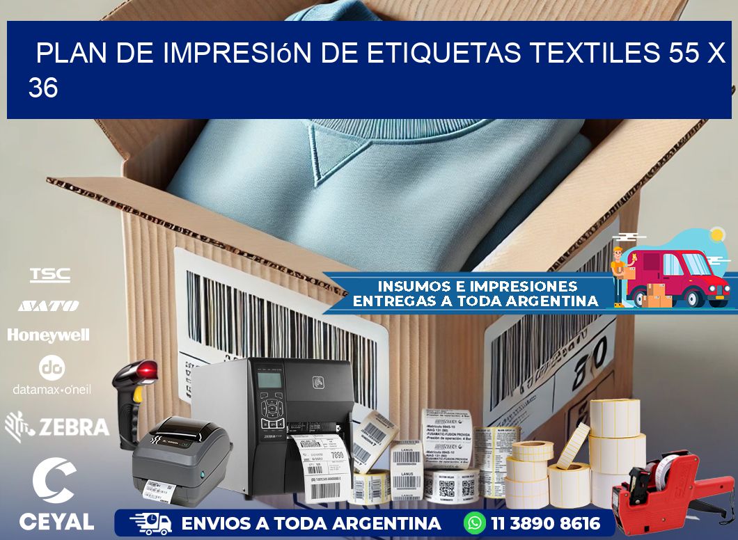 plan de impresión de etiquetas textiles 55 x 36