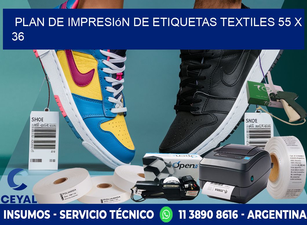 plan de impresión de etiquetas textiles 55 x 36