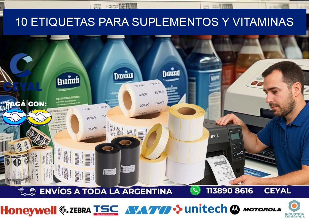 10 Etiquetas para suplementos y vitaminas