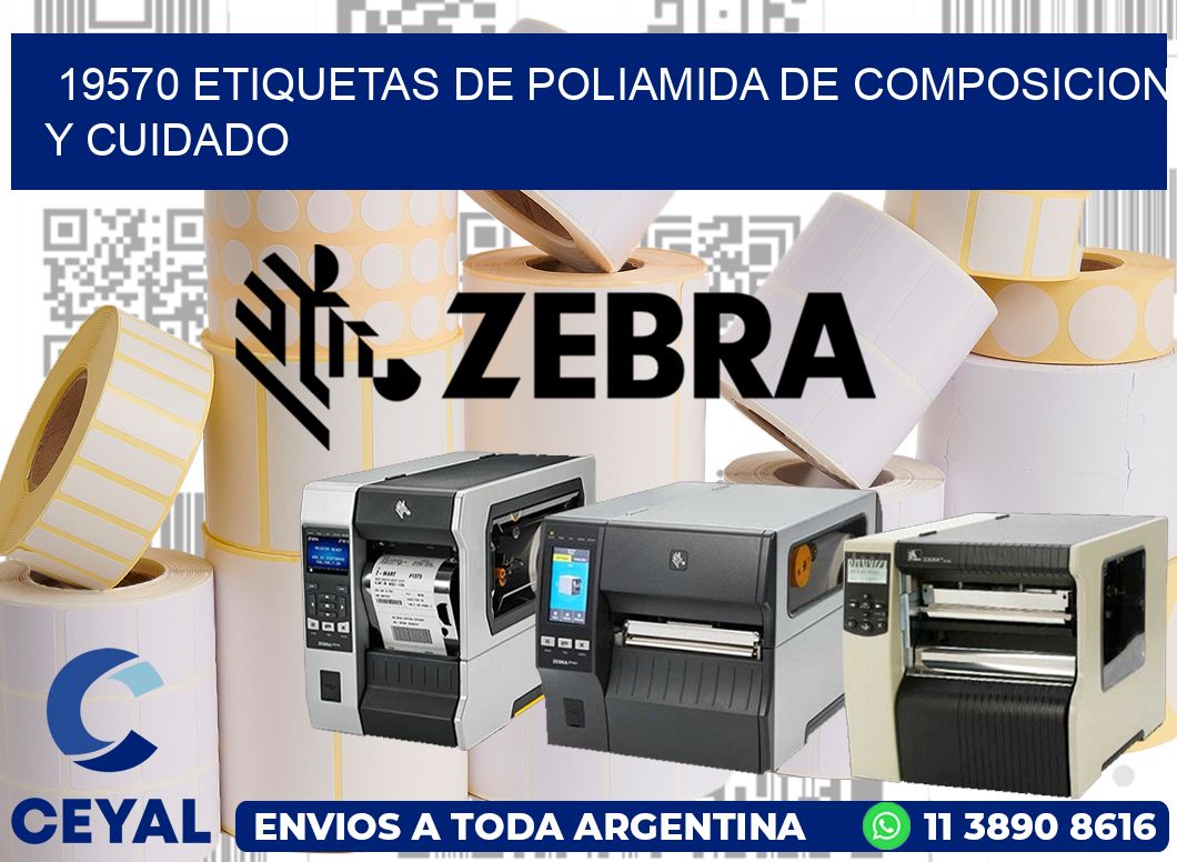 19570 etiquetas de poliamida de composicion y cuidado