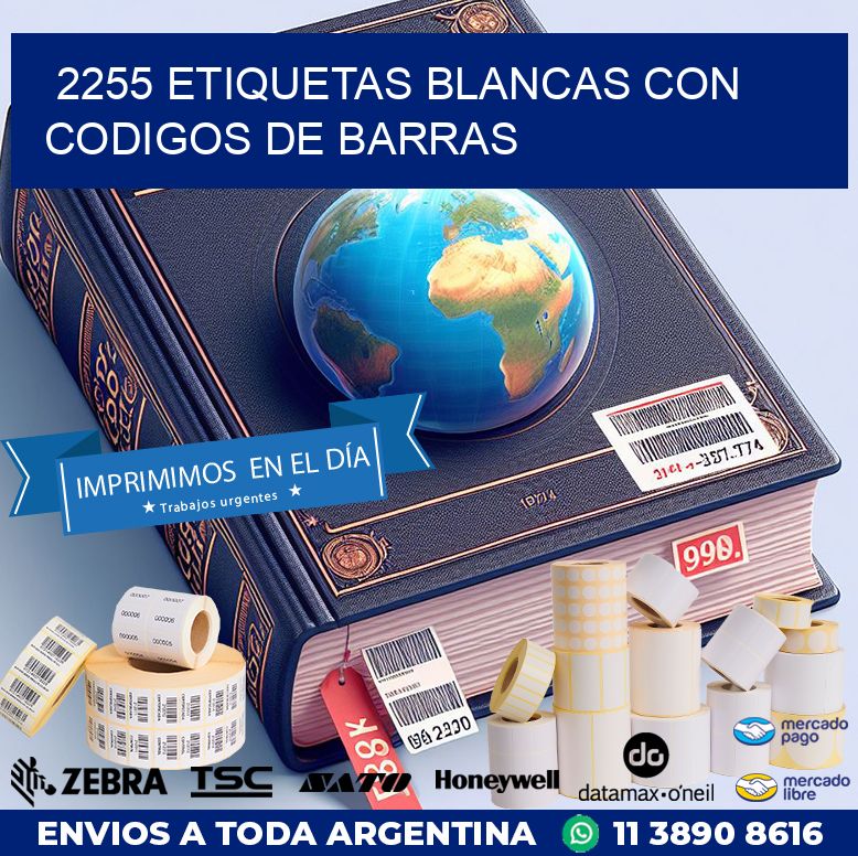 2255 etiquetas blancas con codigos de barras