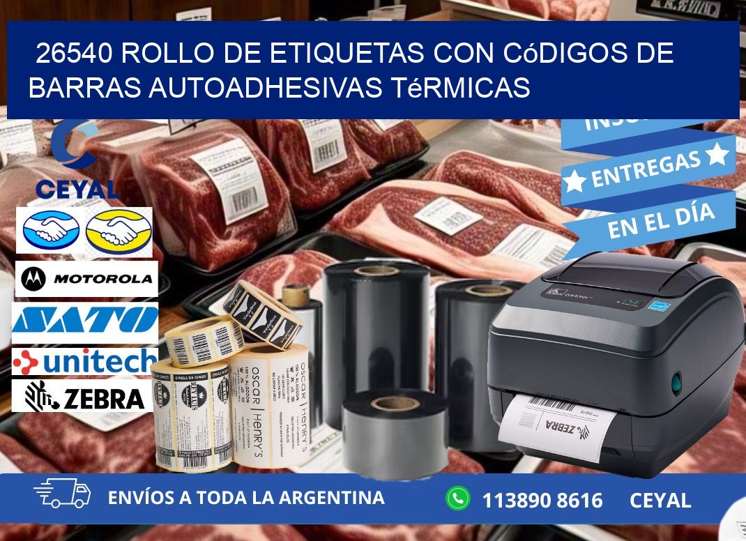 26540 Rollo de etiquetas con códigos de barras autoadhesivas térmicas