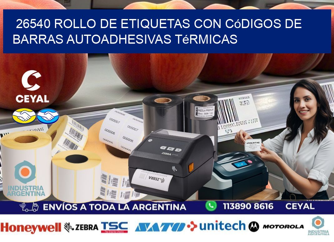 26540 Rollo de etiquetas con códigos de barras autoadhesivas térmicas