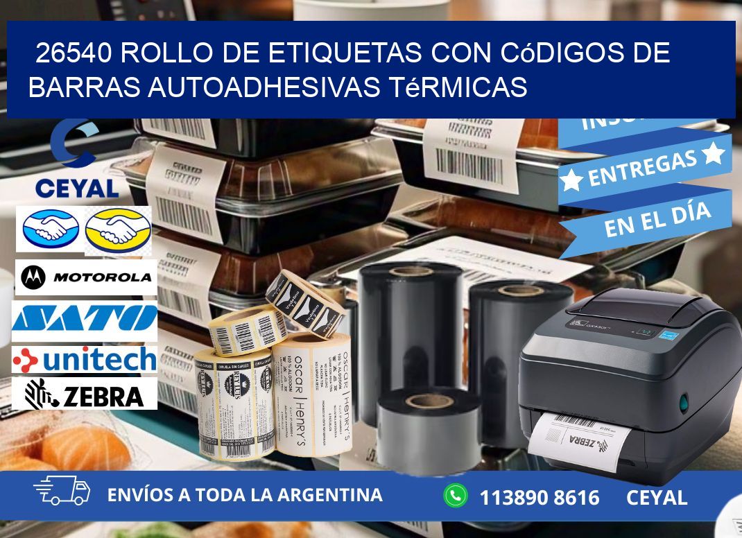 26540 Rollo de etiquetas con códigos de barras autoadhesivas térmicas