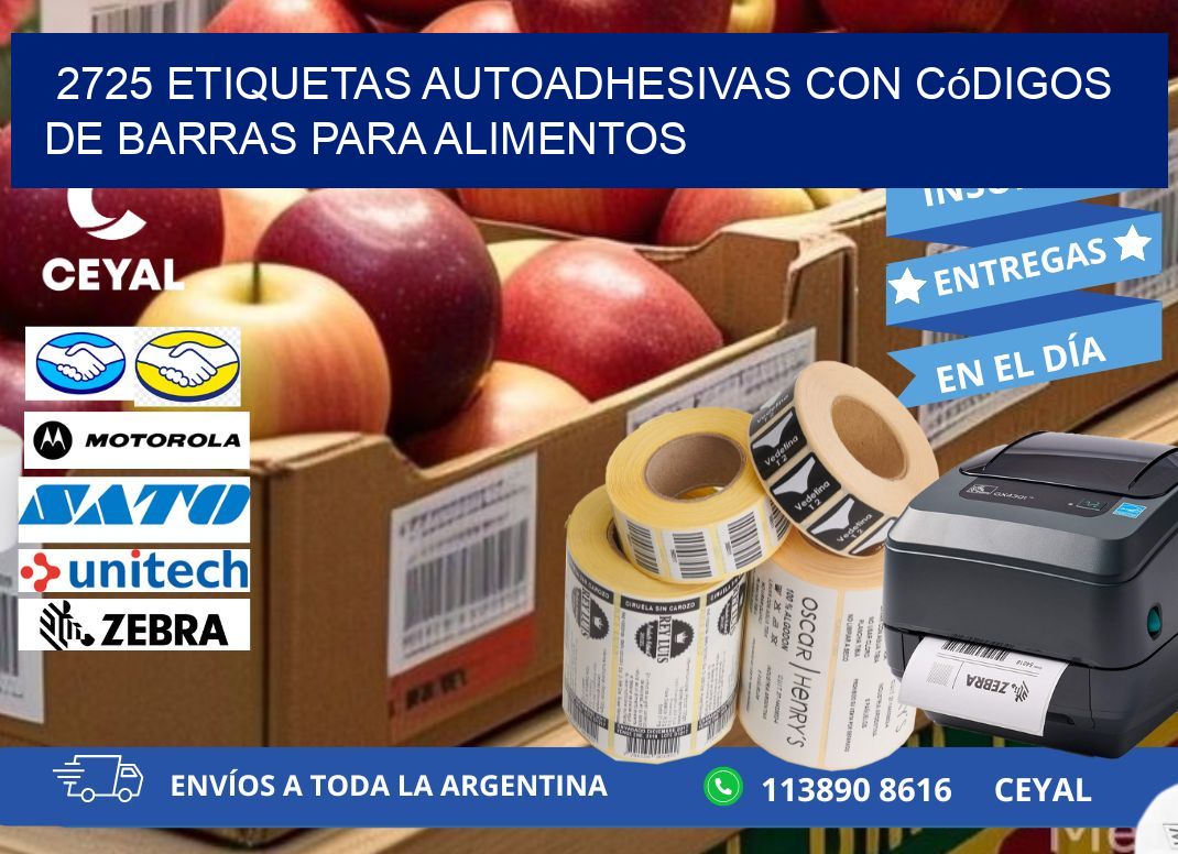 2725 Etiquetas autoadhesivas con códigos de barras para alimentos