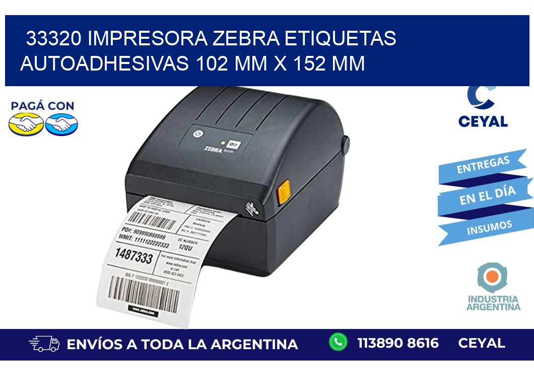 33320 impresora zebra etiquetas autoadhesivas 102 mm x 152 mm