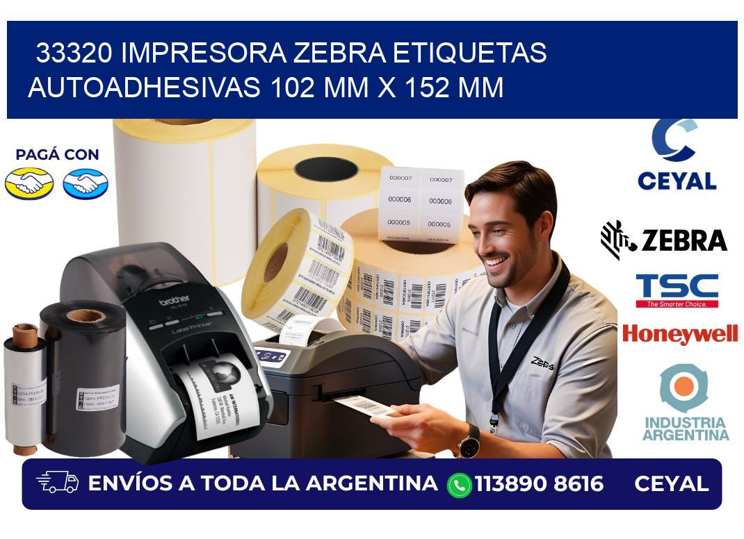 33320 impresora zebra etiquetas autoadhesivas 102 mm x 152 mm