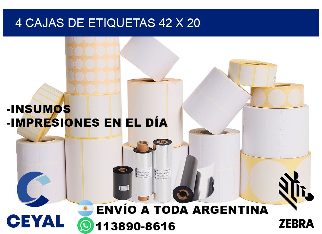 4 cajas de etiquetas 42 x 20