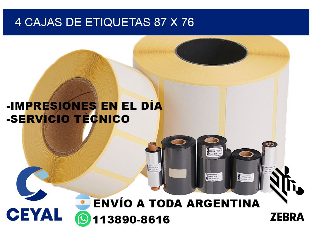 4 cajas de etiquetas 87 x 76