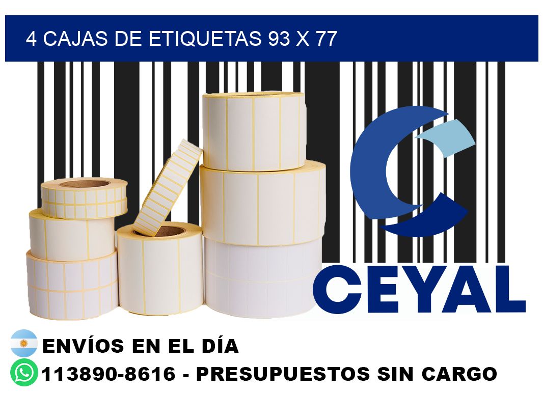 4 cajas de etiquetas 93 x 77