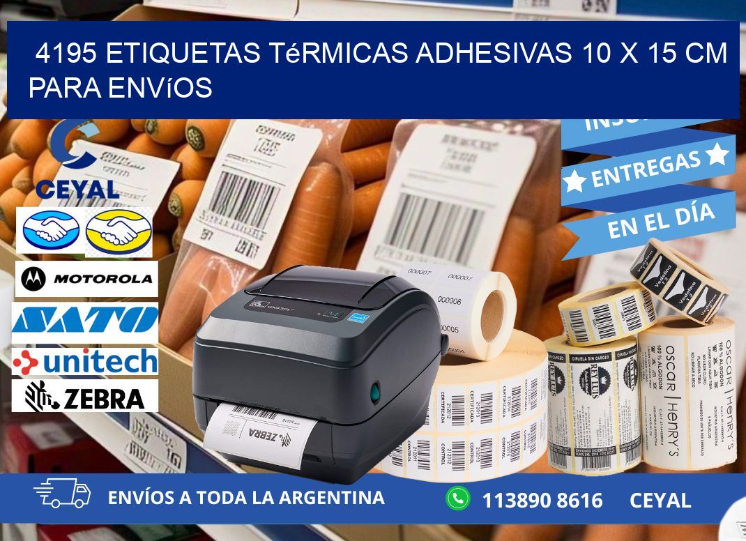4195 Etiquetas Térmicas Adhesivas 10 x 15 cm para Envíos