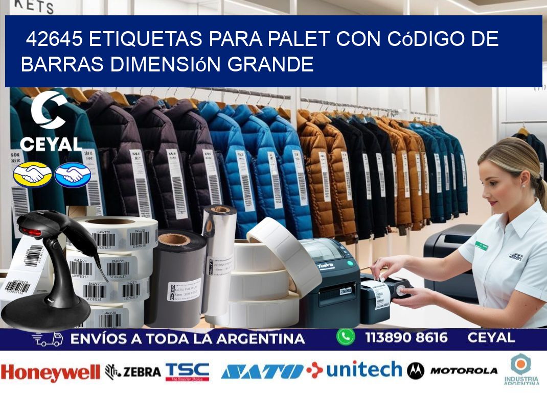 42645 etiquetas para palet con código de barras dimensión grande