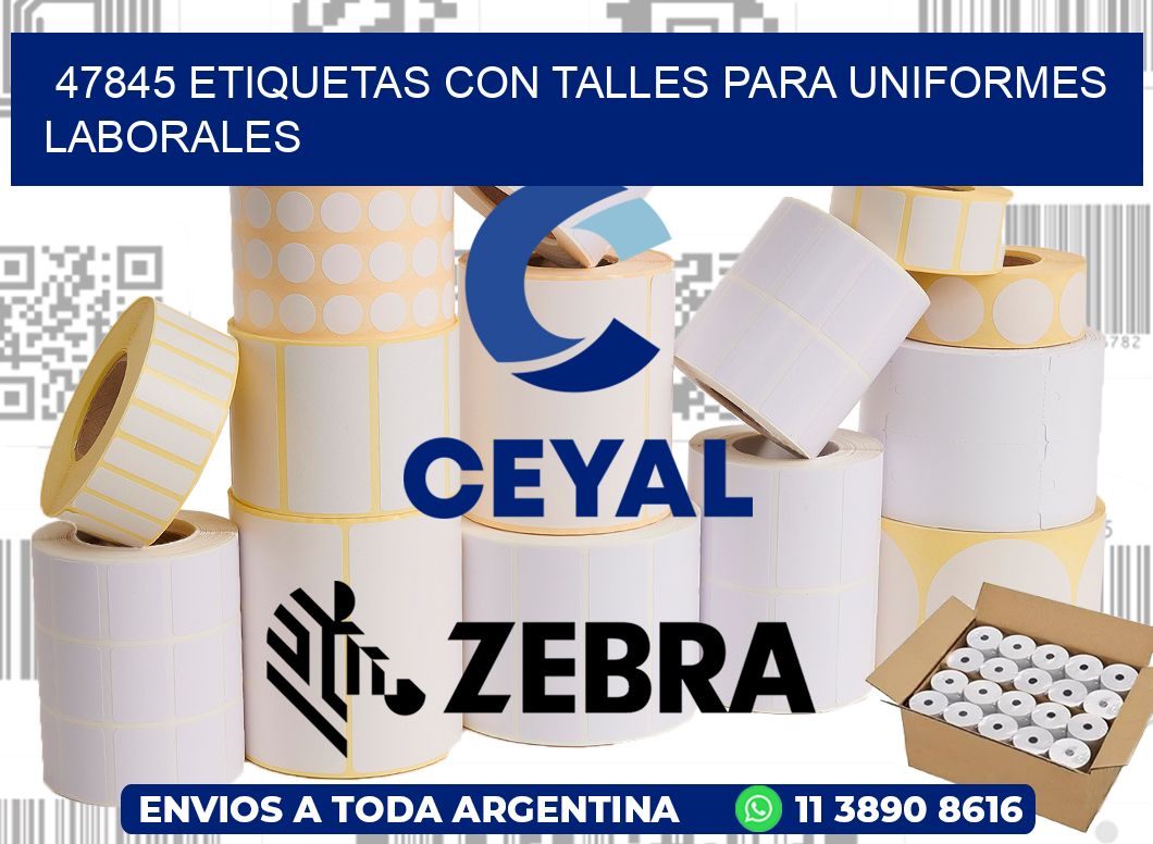 47845 etiquetas con talles para uniformes laborales