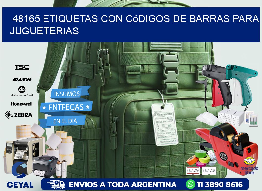 48165 etiquetas con códigos de barras para jugueterías