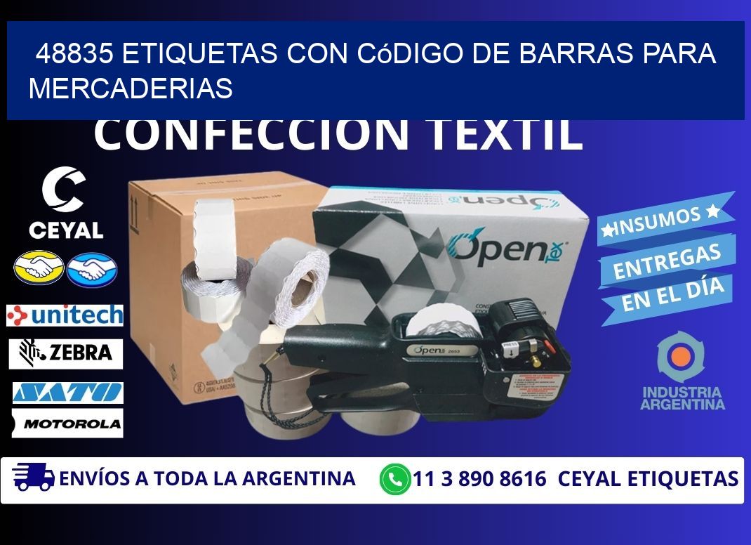 48835 etiquetas con código de barras para mercaderias