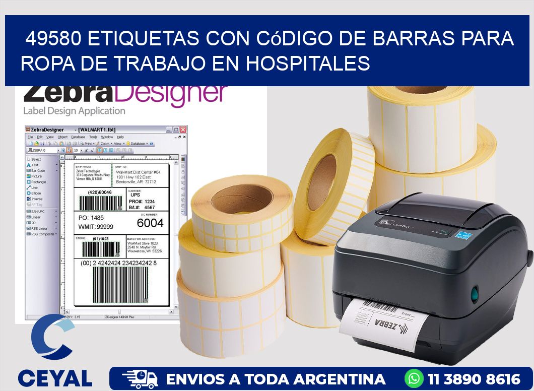 49580 Etiquetas con código de barras para ropa de trabajo en hospitales